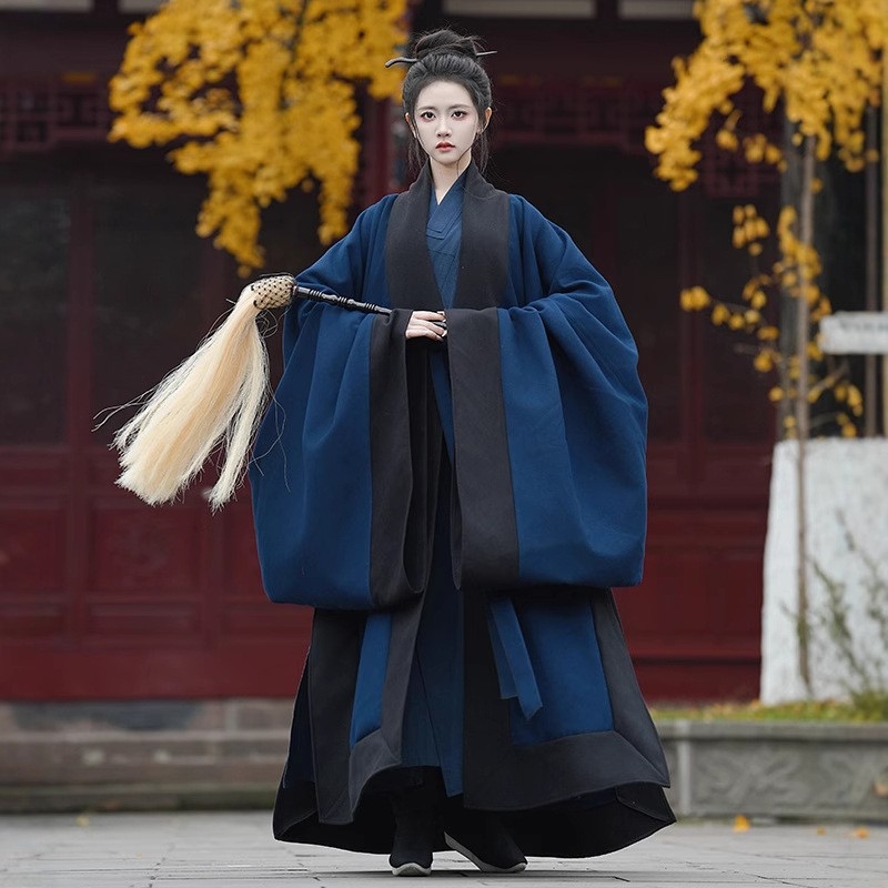 Hanfu u Ming stilu, taoistička roba, unisex, debeli jednobojni plašt