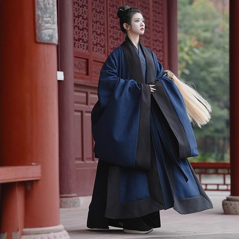 Hanfu u Ming stilu, taoistička roba, unisex, debeli jednobojni plašt