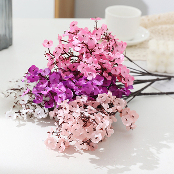 Изкуствени копринени цветя Gypsophila със цветни дребни цветчета за домашна украса и сватбена зала
