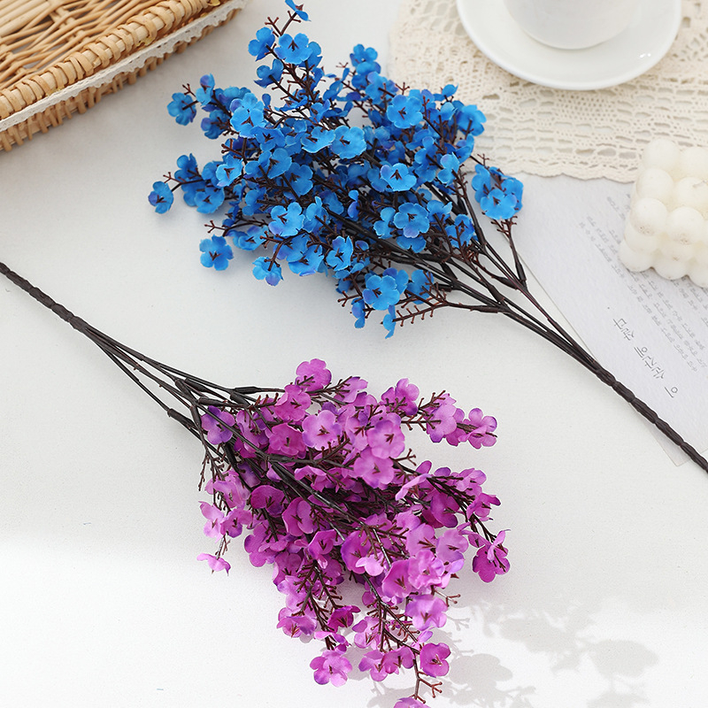 Изкуствени копринени цветя Gypsophila със цветни дребни цветчета за домашна украса и сватбена зала