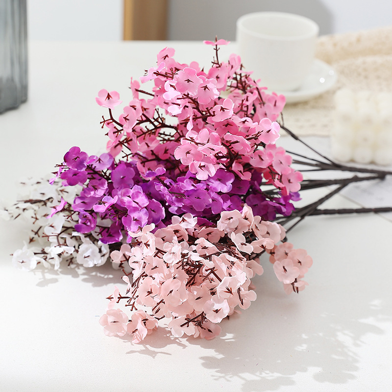 Изкуствени копринени цветя Gypsophila със цветни дребни цветчета за домашна украса и сватбена зала