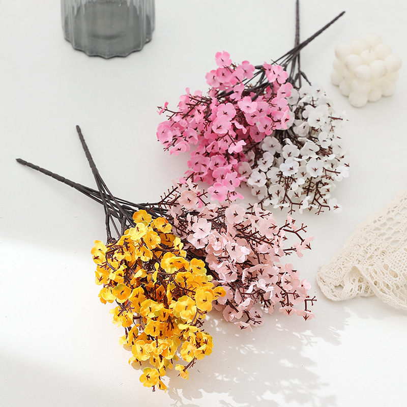 Изкуствени копринени цветя Gypsophila със цветни дребни цветчета за домашна украса и сватбена зала