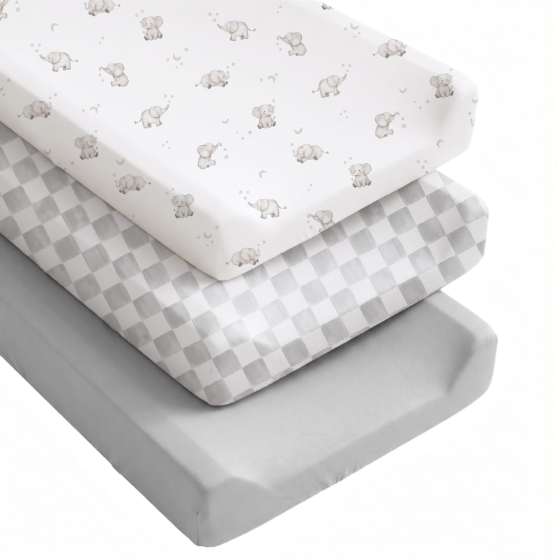 Set de pat din 100% bumbac pentru copii: cearșaf cu elastic pentru pat și cearșaf drept, cu husă exterioară detașabilă și lavabilă