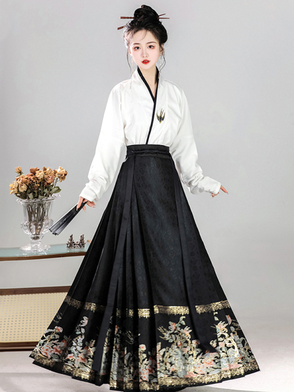 Dnevni outfit inspiriran Hanfuom, s modernim rukavima i Mamian suknjom