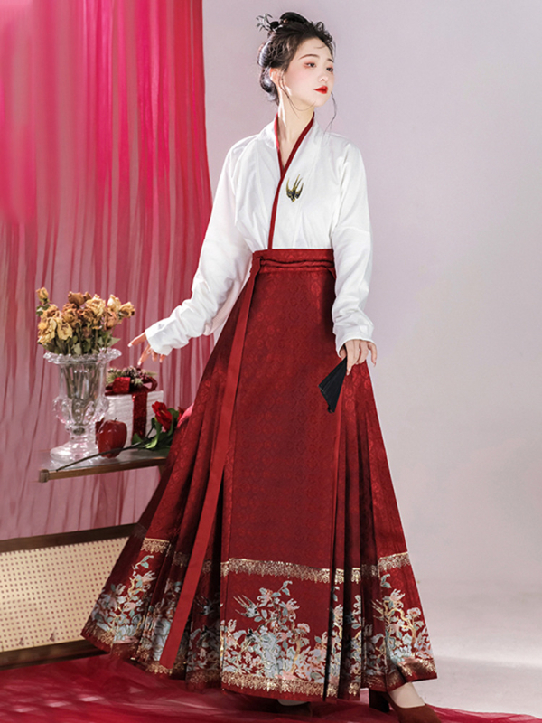Dnevni outfit inspiriran Hanfuom, s modernim rukavima i Mamian suknjom