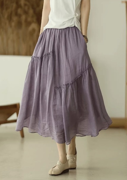 Suknja od ramije, A-linije, srednje duljine, lagana za ljeto, dvostruki sloj, retro stil