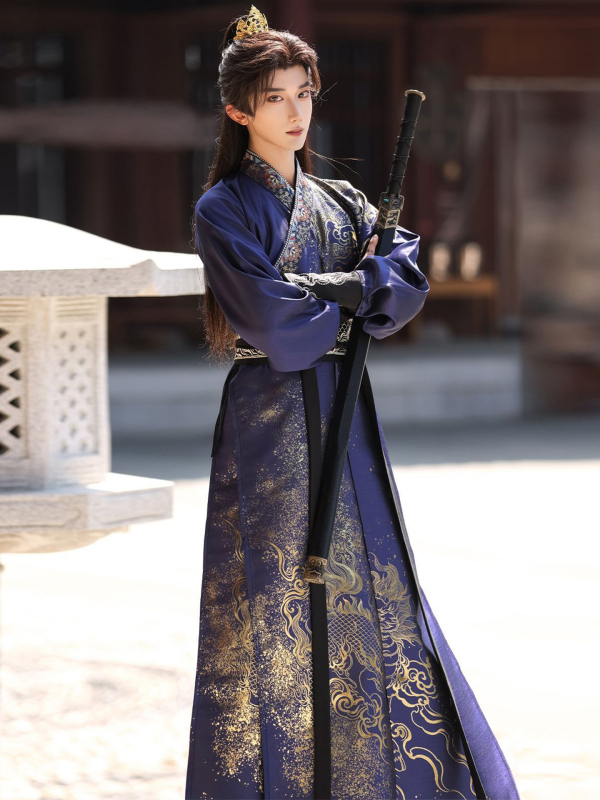 Hanfu 2025 Duga roba s preklopnim ovratnikom i fleec podstavom, tibetanski etnički stil cosplay kostim inspiriran Zhang Qiling