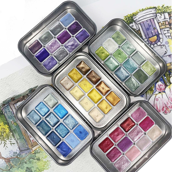 Perlni čvrsti akvarel gouache set za početnike, prijenosno ručno slikanje