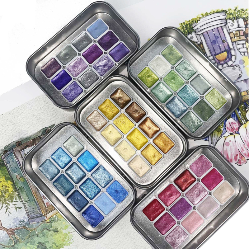 Perlni čvrsti akvarel gouache set za početnike, prijenosno ručno slikanje
