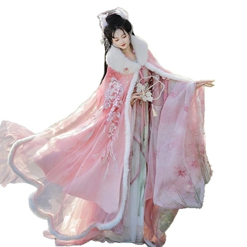 Nova originalna hanfu za žene – Mei Yingchunxue vila s preklopnim ovratnikom, suknja do struka i topli kaput