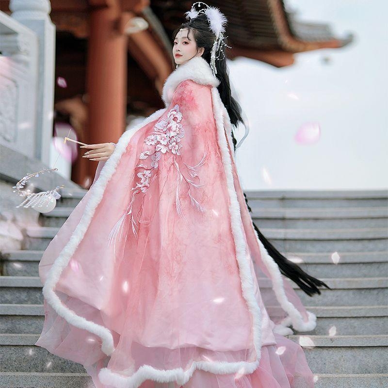 Nova originalna hanfu za žene – Mei Yingchunxue vila s preklopnim ovratnikom, suknja do struka i topli kaput