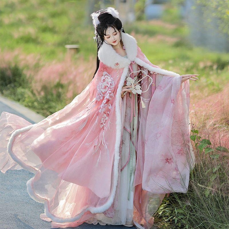 Nova originalna hanfu za žene – Mei Yingchunxue vila s preklopnim ovratnikom, suknja do struka i topli kaput