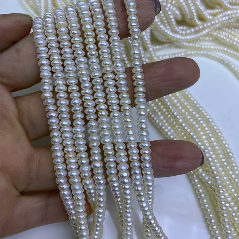 3-4 mm természetes édesvízi gyöngyök lapos gyöngyök DIY ékszerekhez - szabad gyöngyök nyaklánc készítéséhez