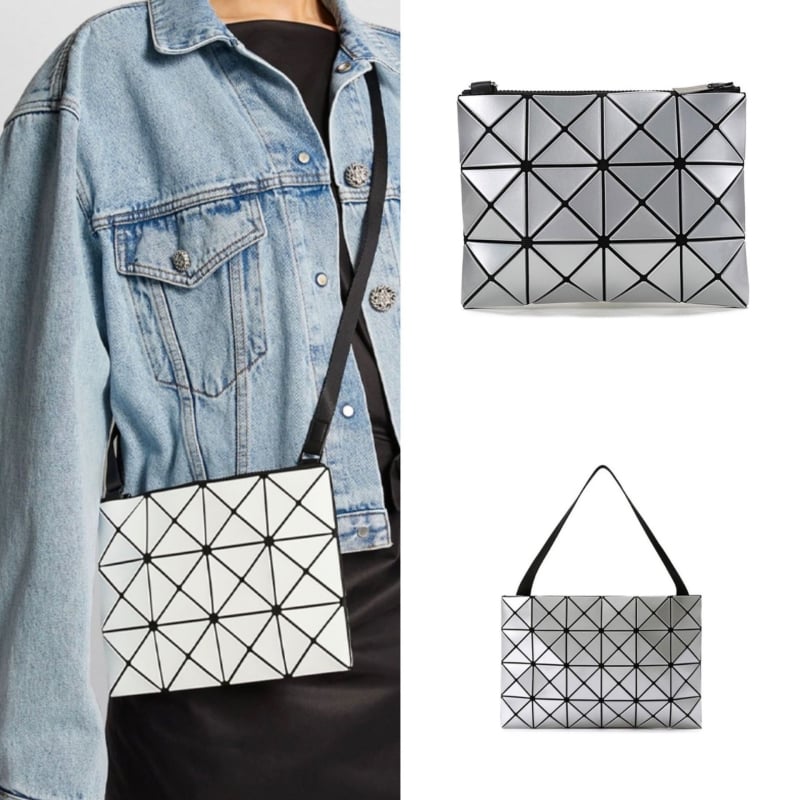 Lucent női válltáska diamantszerkezetű patchwork mintával, négy rekesz – geometrikus, mindennapi sminktáska