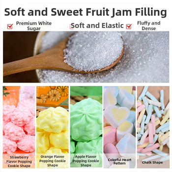 Farebné tyčinky s cookies srdcom a marshmallow, ovocné príchute: jahody, jablká, pomaranče