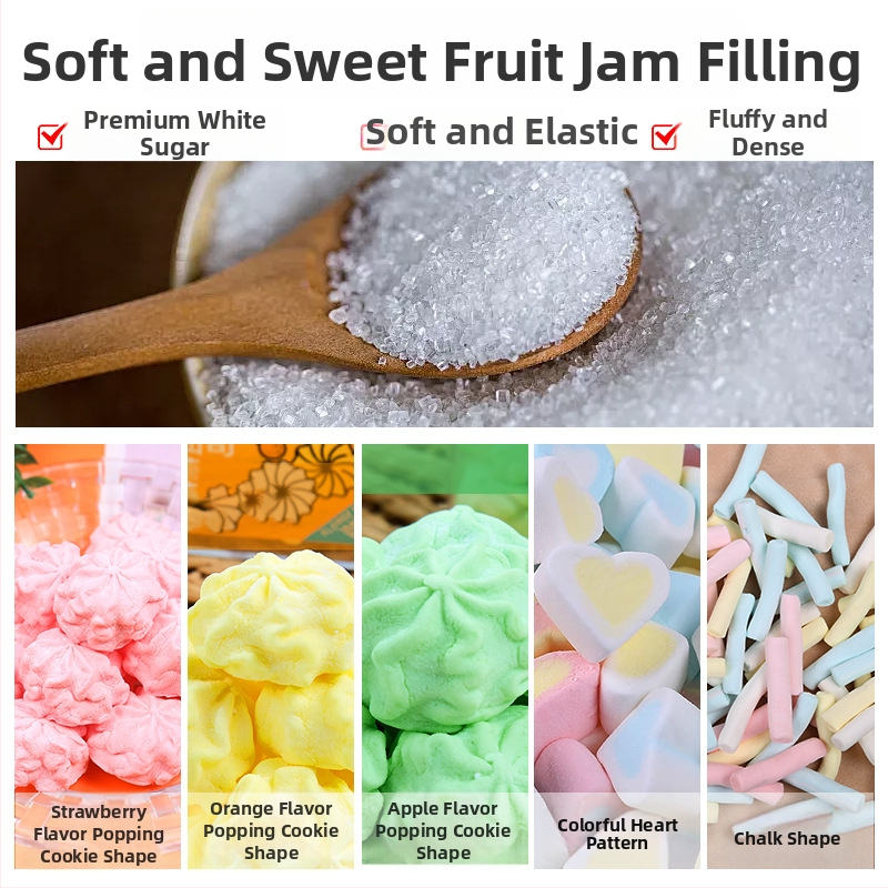 Farebné tyčinky s cookies srdcom a marshmallow, ovocné príchute: jahody, jablká, pomaranče