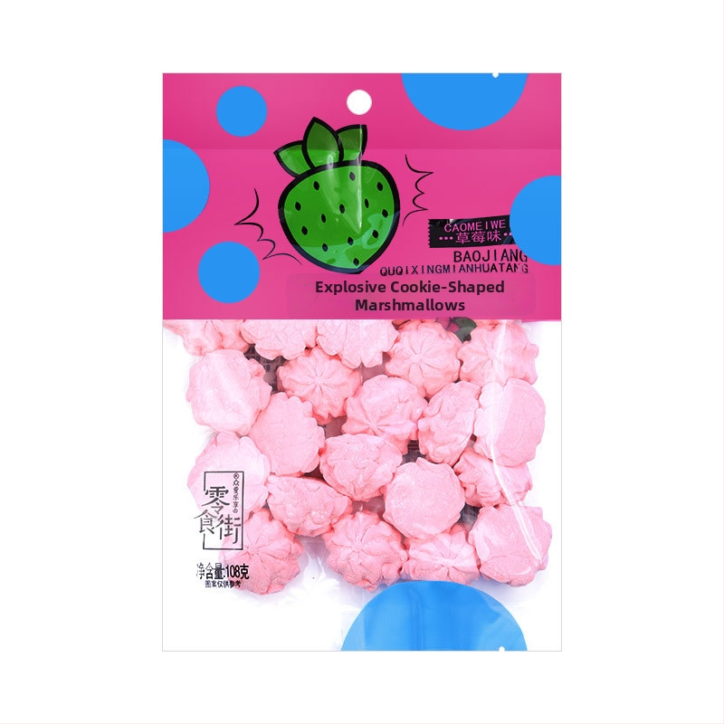 Farebné tyčinky s cookies srdcom a marshmallow, ovocné príchute: jahody, jablká, pomaranče