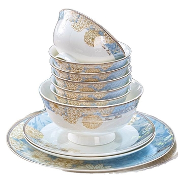 Kangqin nordic stílusú kerámia rizs tál otthoni használatra, magas lábú, égésvédett, könnyed luxus csont porcelán étkészlettel, elegáns rizs- és tészta tál