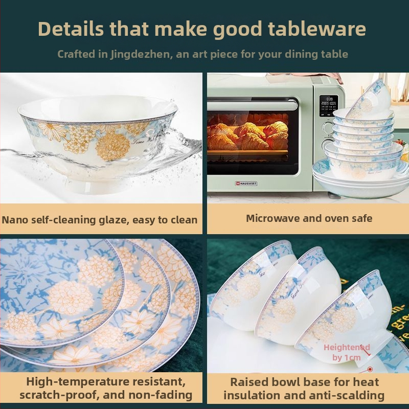 Kangqin nordic stílusú kerámia rizs tál otthoni használatra, magas lábú, égésvédett, könnyed luxus csont porcelán étkészlettel, elegáns rizs- és tészta tál