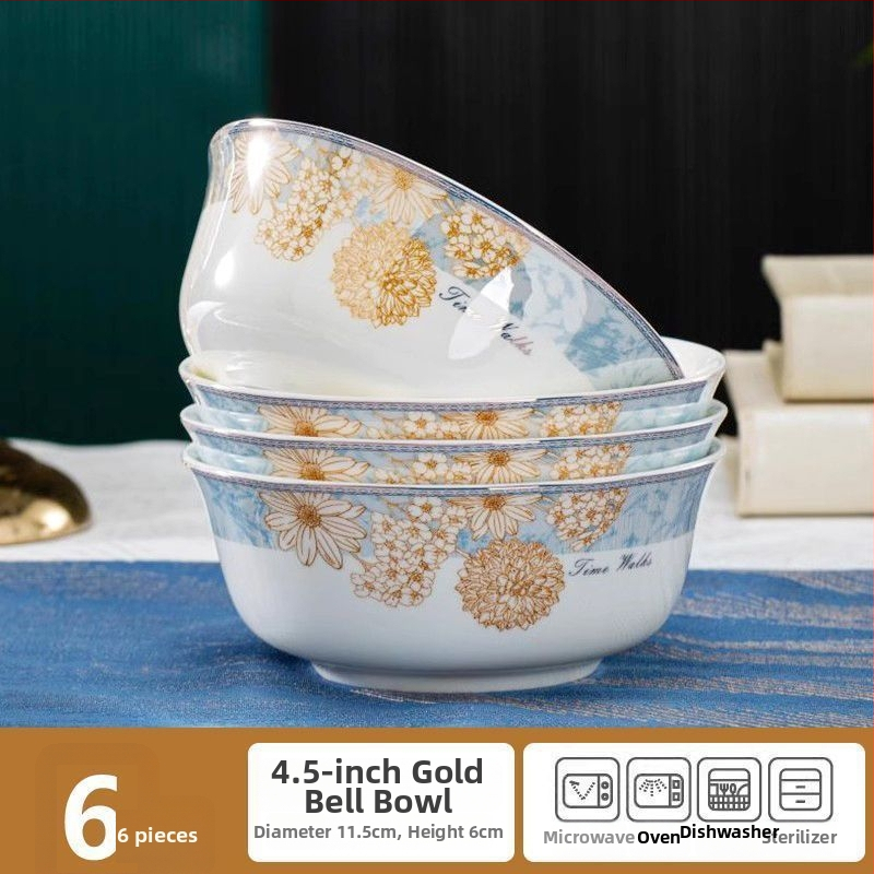 Kangqin nordic stílusú kerámia rizs tál otthoni használatra, magas lábú, égésvédett, könnyed luxus csont porcelán étkészlettel, elegáns rizs- és tészta tál