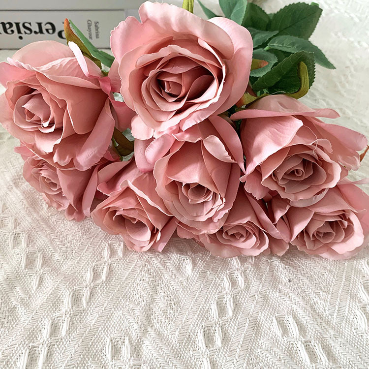 Едностеблена изкуствена роза от коприна, сватбена украса за ръчно държане, декоративна флорална аранжировка за ресторанти и домашен декор