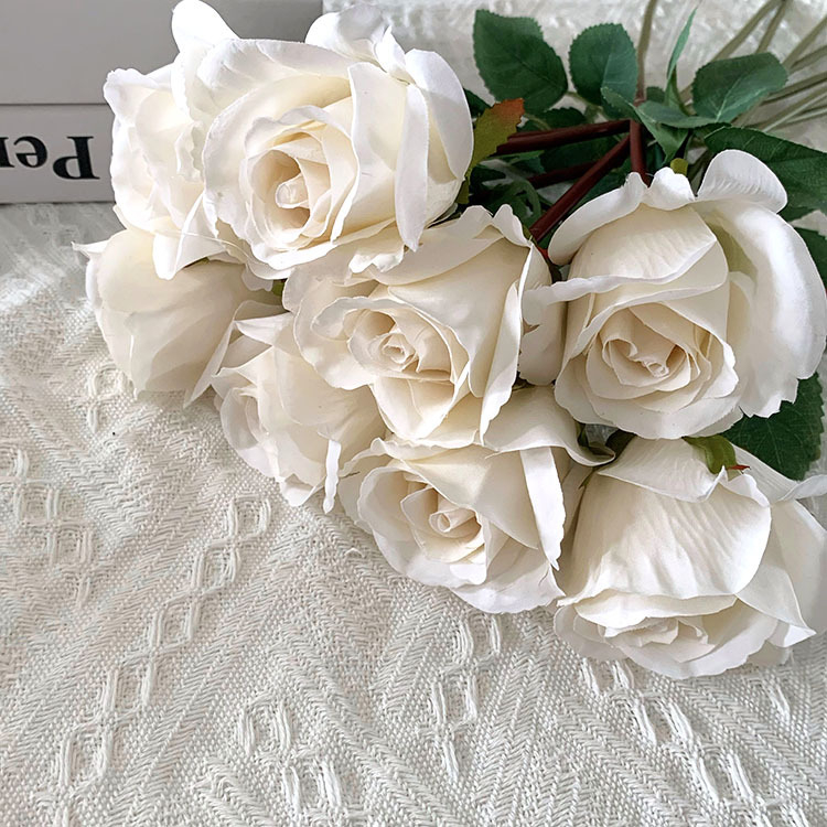 Едностеблена изкуствена роза от коприна, сватбена украса за ръчно държане, декоративна флорална аранжировка за ресторанти и домашен декор
