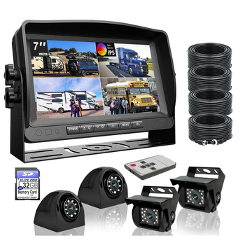 7-inčni četverokanalni sustav auto kamere za kamione i autobuse s HD noćnim vidom, dash cam i kamera za vožnju unatrag