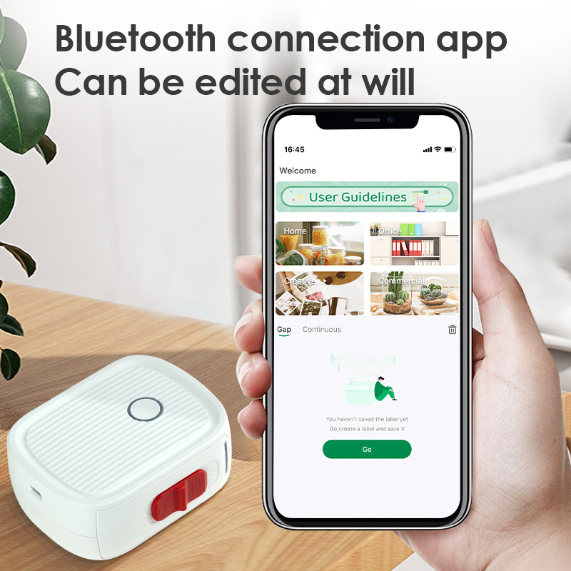 Термопринтер за етикети 0,5 инча, ръчен и преносим, Bluetooth, подходящ за домашна употреба и кухненско съхранение, интелигентен етикетен принтер с баркод