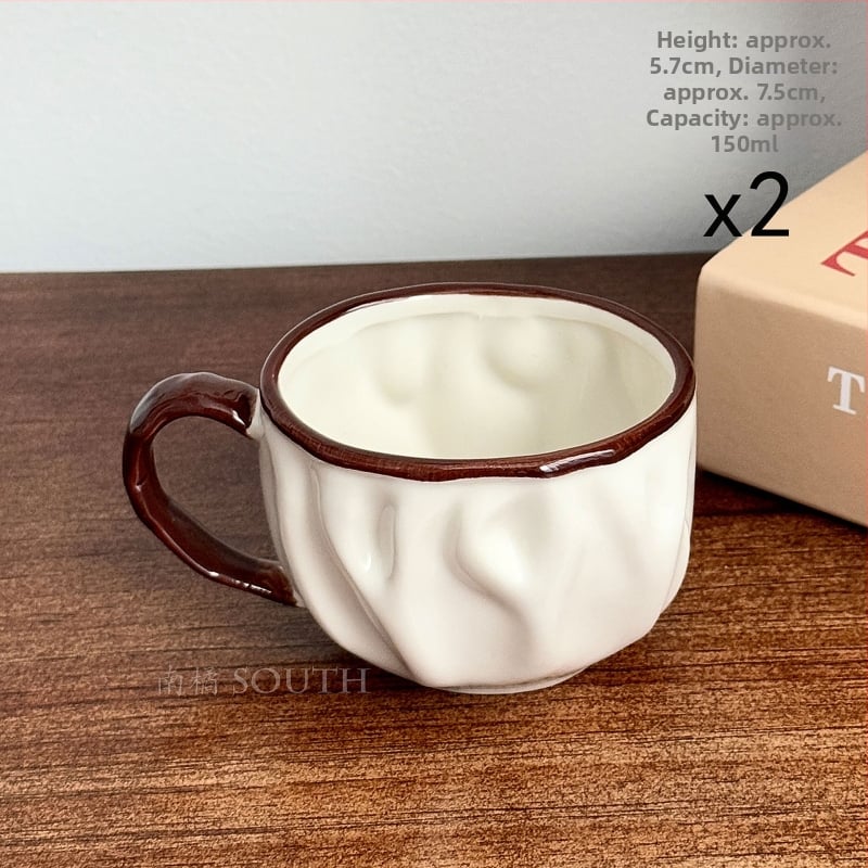Maillard retro hnedý plisovaný čajový set so keramickým čajníkom a šálkami