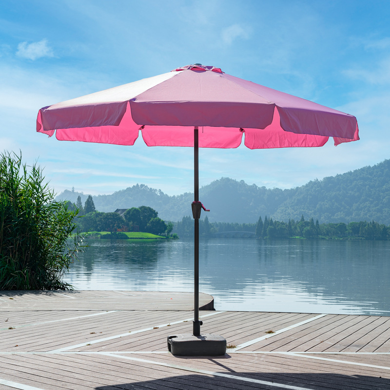 Външен чадър за слънце и дъжд с 8 железни ребра, дълга дръжка, за двор, балкон, плаж и къмпинг, UPF над 40