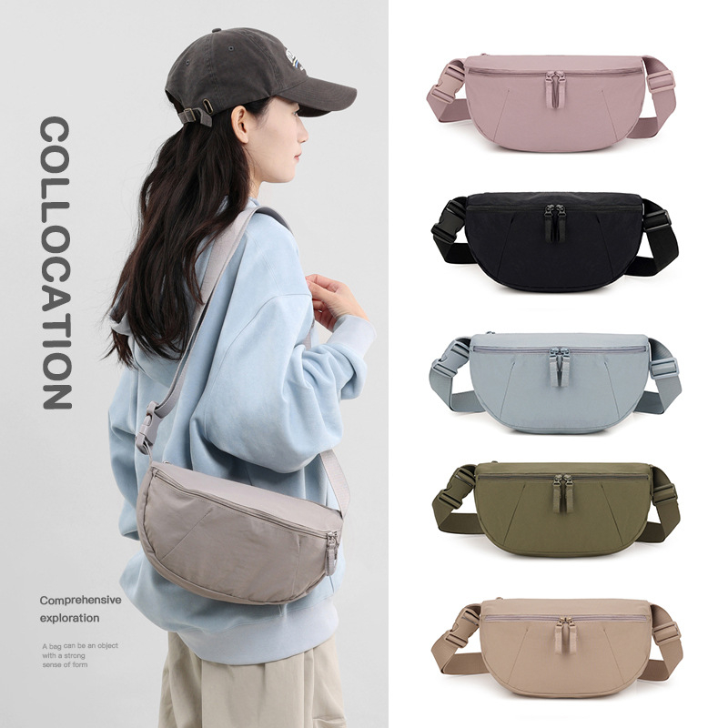 Nylon torba u obliku knedle, lagana crossbody torba s džepom za telefon, sportski stil, svakodnevna upotreba