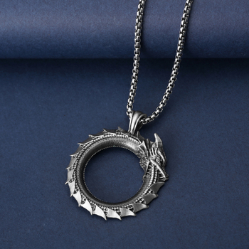 Muški metalni lanac s privjeskom Ouroboros i zmaj, hip-hop stil, personalizirano
