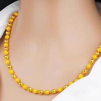 Muška bakrena ogrlica s 6 mm kuglicama, pozlaćena, s Buddha perlama, mat finiš pijeska zlata, duljina 51–60 cm
