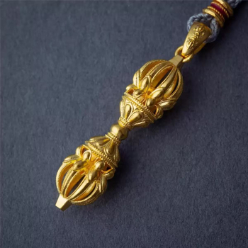 Jinqi Vajra privjesak za ogrlicu – zlatni vintage stil, unisex, luksuzan izgled