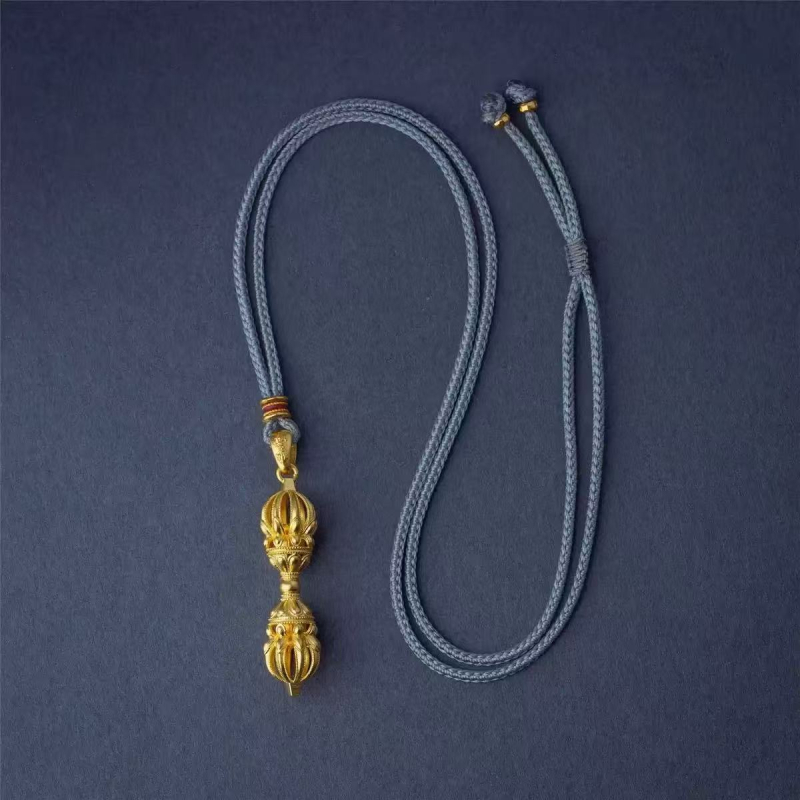 Jinqi Vajra privjesak za ogrlicu – zlatni vintage stil, unisex, luksuzan izgled