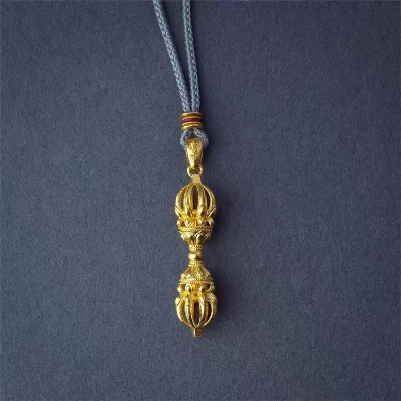 Jinqi Vajra privjesak za ogrlicu – zlatni vintage stil, unisex, luksuzan izgled