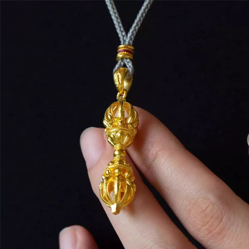 Jinqi Vajra privjesak za ogrlicu – zlatni vintage stil, unisex, luksuzan izgled