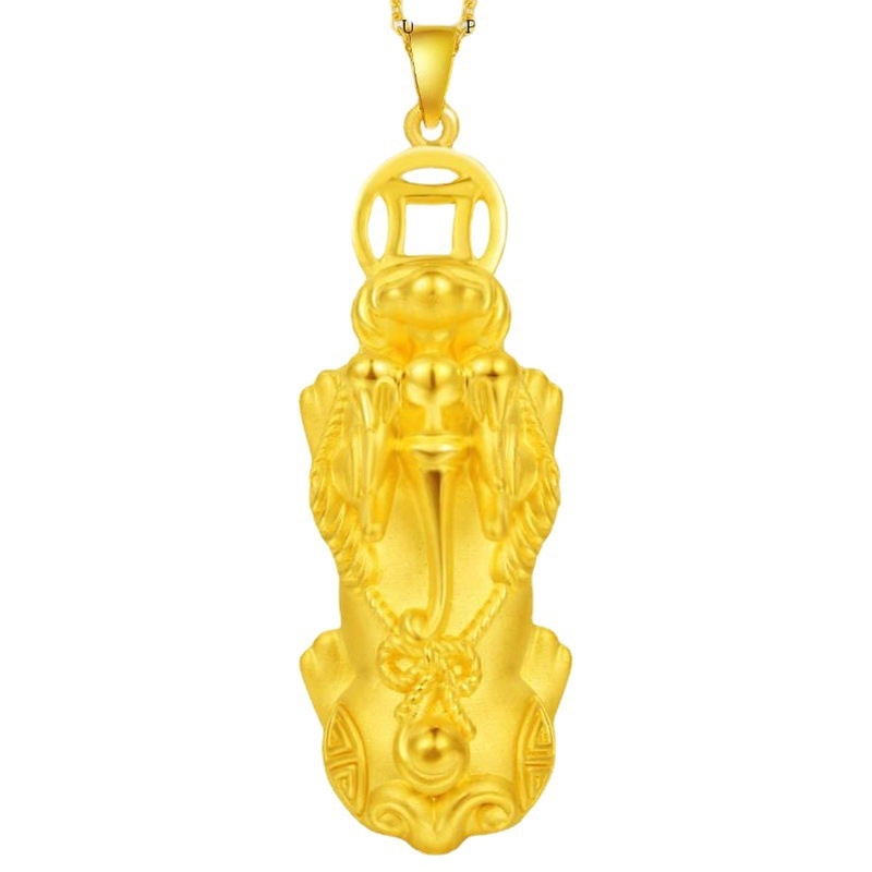 Pixiu ogrlica s crnim užetom, imitacija zlata, unisex