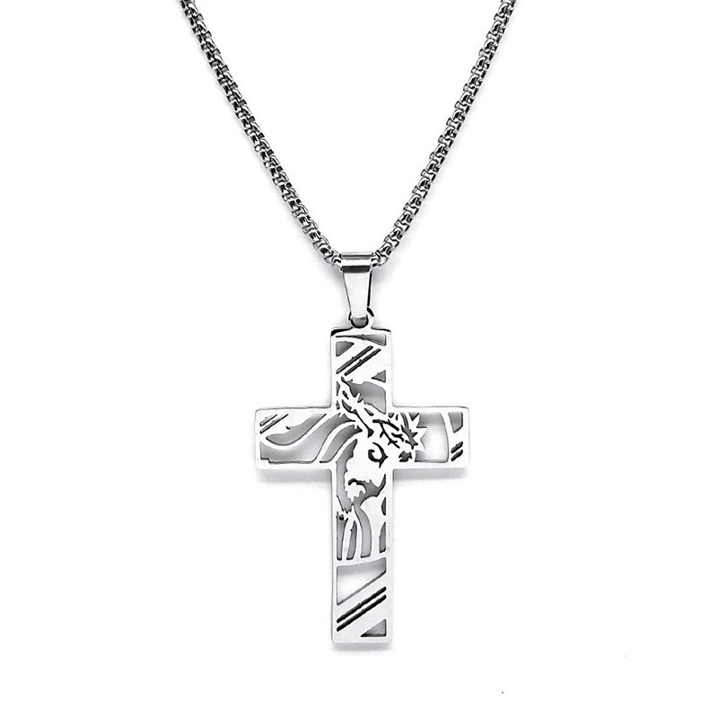 Unisex lanac s križem od nehrđajućeg čelika, 18K zlatni premaz, kutijasti lanac, duljina 51–60 cm