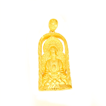 Muški lanac s Buddha privjeskom od pozlaćene mosade – motiv Dijamantne Sutre