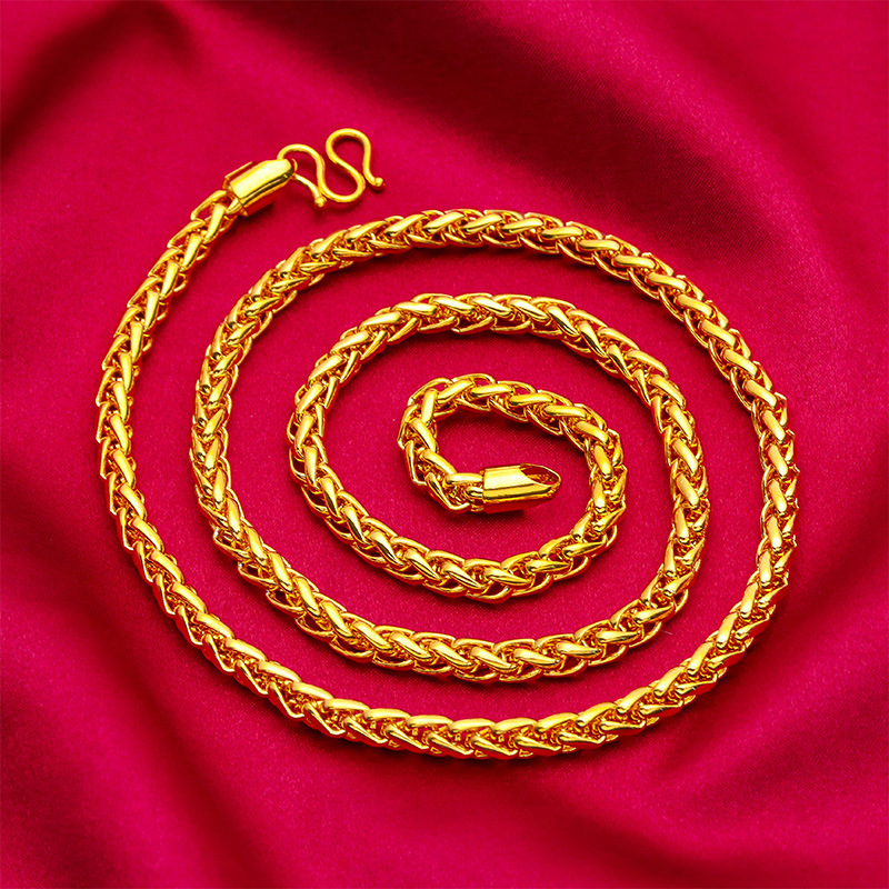 Muški Chopin lanac s konopnim užetom, mesing pozlaćen, 24K zlatni ton, višeslojno, podesiva duljina 21-50 cm