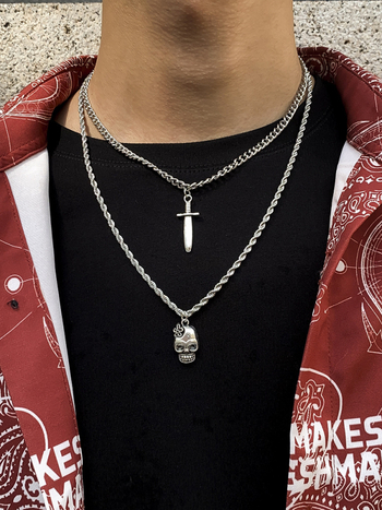 21 nova muška višeslojna metalna ogrlica s privjeskom, korejski stil, INS moda, hip hop, high street, europsko-amerijski retro, podesiva duljina 21–50 cm