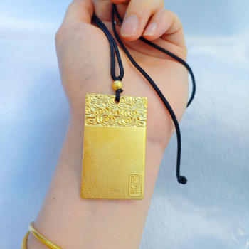 Izvrsno izrađen mesing s pozlaćivanjem, drevni kvadratni talisman, unisex ogrlica