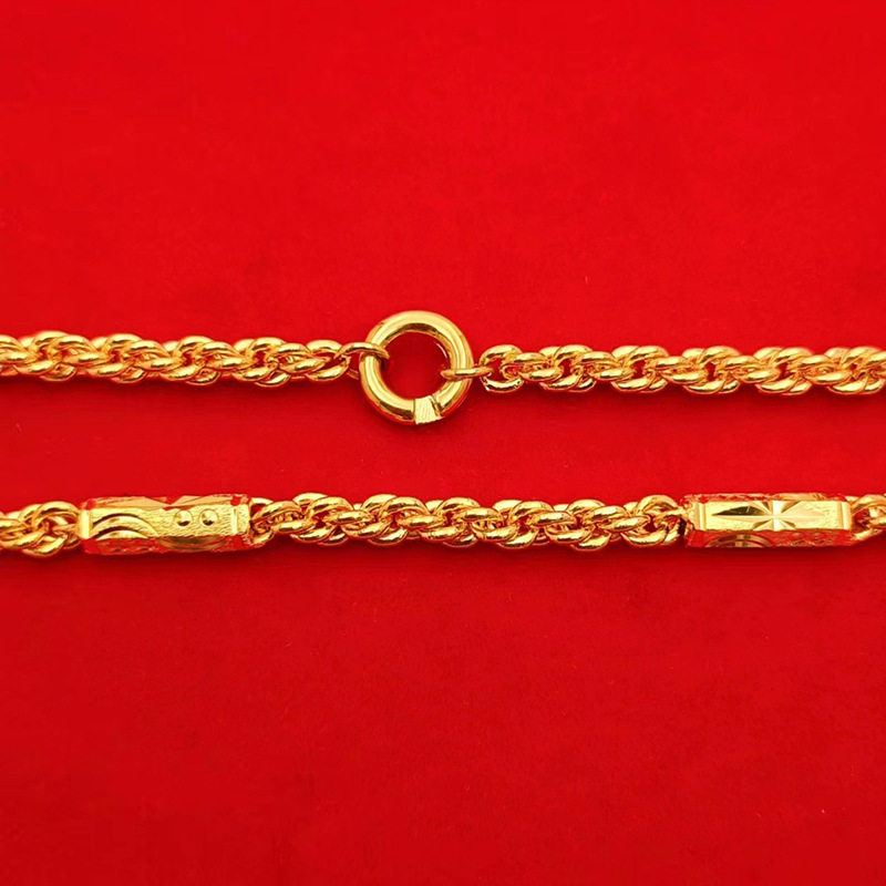 6 mm hexagonalni twist lanac od bakra s pozlaćivanjem, unisex, duljina 51–60 cm, širina 4,5 mm