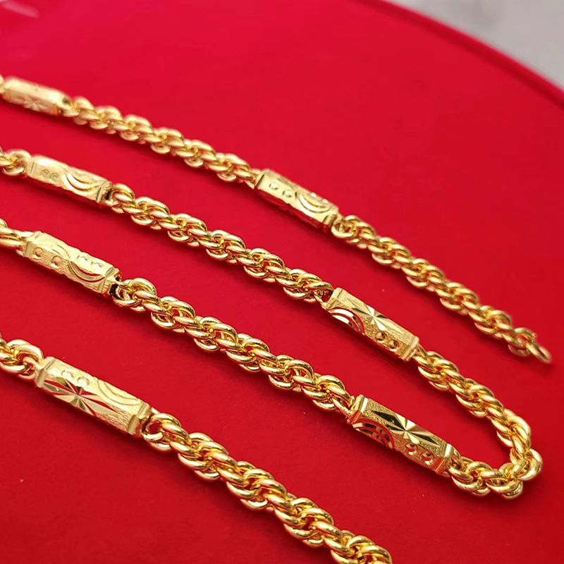 6 mm hexagonalni twist lanac od bakra s pozlaćivanjem, unisex, duljina 51–60 cm, širina 4,5 mm