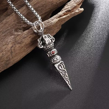 Unisex ogrlica s Vajra privjeskom, oblik Mitsubishi, geometrijski dizajn od legure, vintage inspiracija