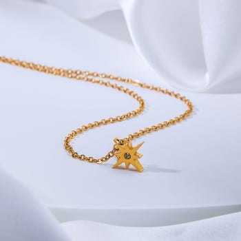 Nakit od nehrđajućeg čelika sa šestouglom zvijezdom, pozlaćen 18K zlatom, minimalistički lanac za ključnu kost, unisex