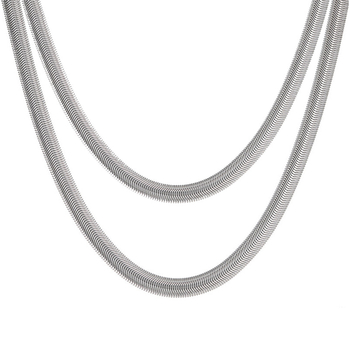 Nerđajući čelik plosnati zmijski lančani ogrlica, geometrijski dizajn, duljina 61-70 cm, unisex