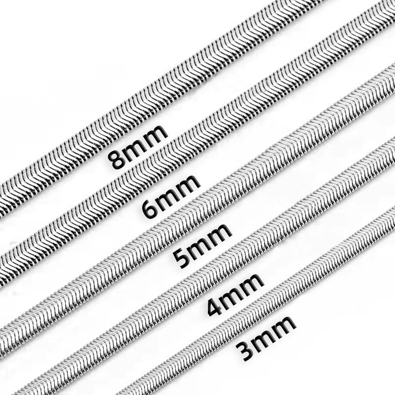 Nerđajući čelik plosnati zmijski lančani ogrlica, geometrijski dizajn, duljina 61-70 cm, unisex