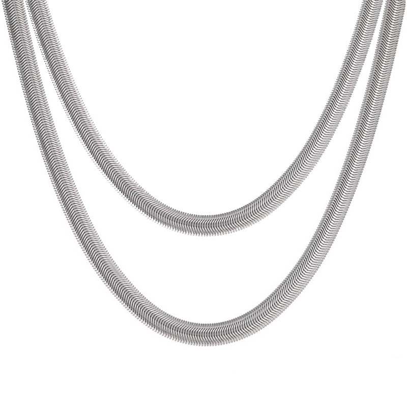 Nerđajući čelik plosnati zmijski lančani ogrlica, geometrijski dizajn, duljina 61-70 cm, unisex